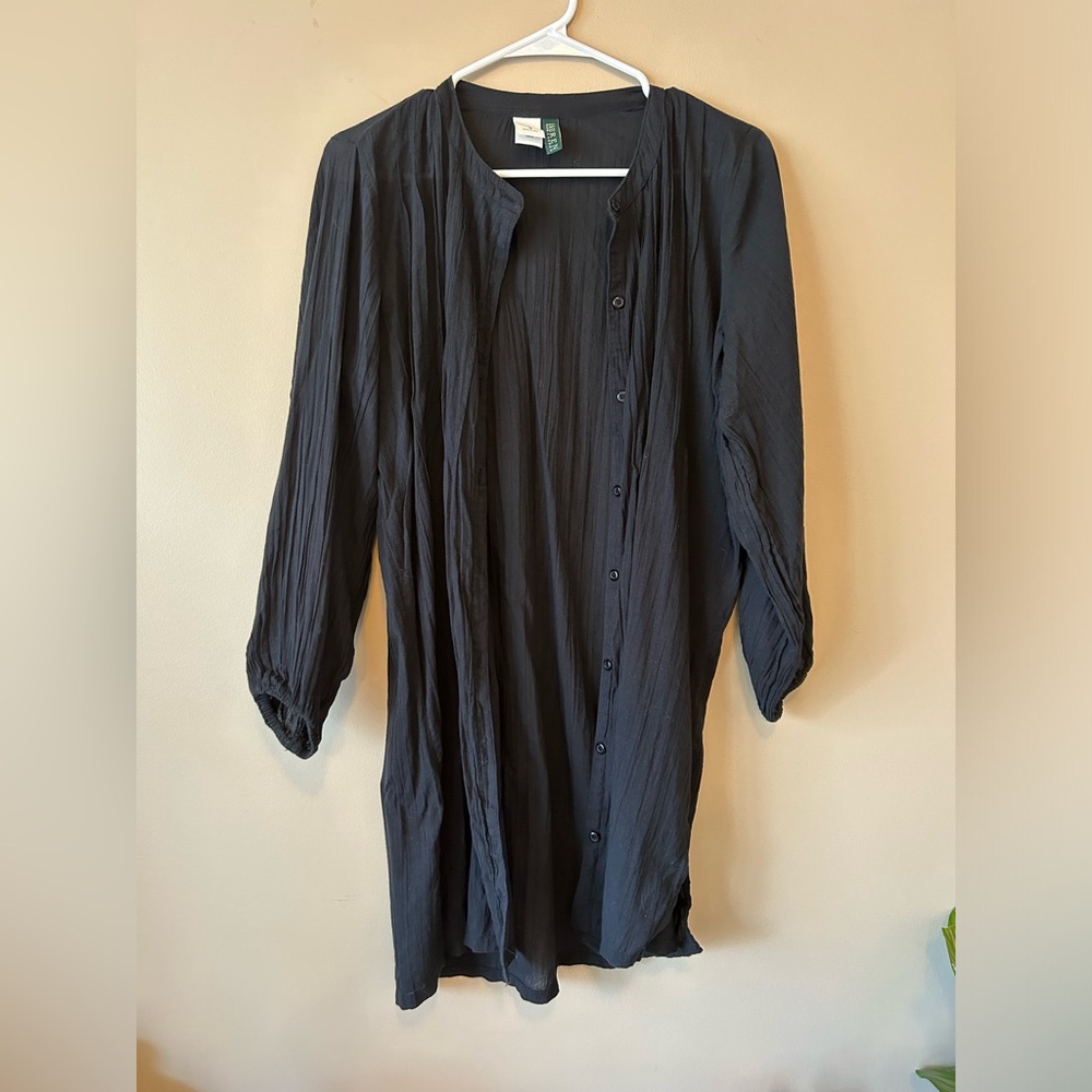 Ralph Lauren Black Button-Up Tunic 100% Cotton size Small